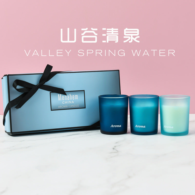 3in1 Menahem Aroma SCENTED CANDLE -BLUE w/ Gift Box