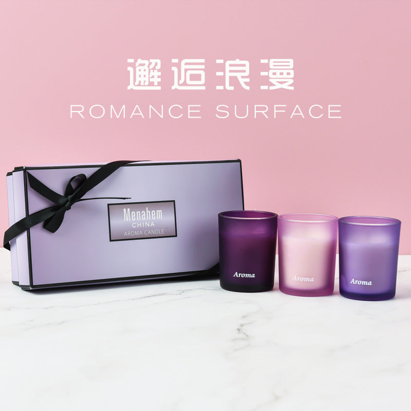 3in1 Menahem Aroma SCENTED CANDLE- PURPLE w/ Gift Box