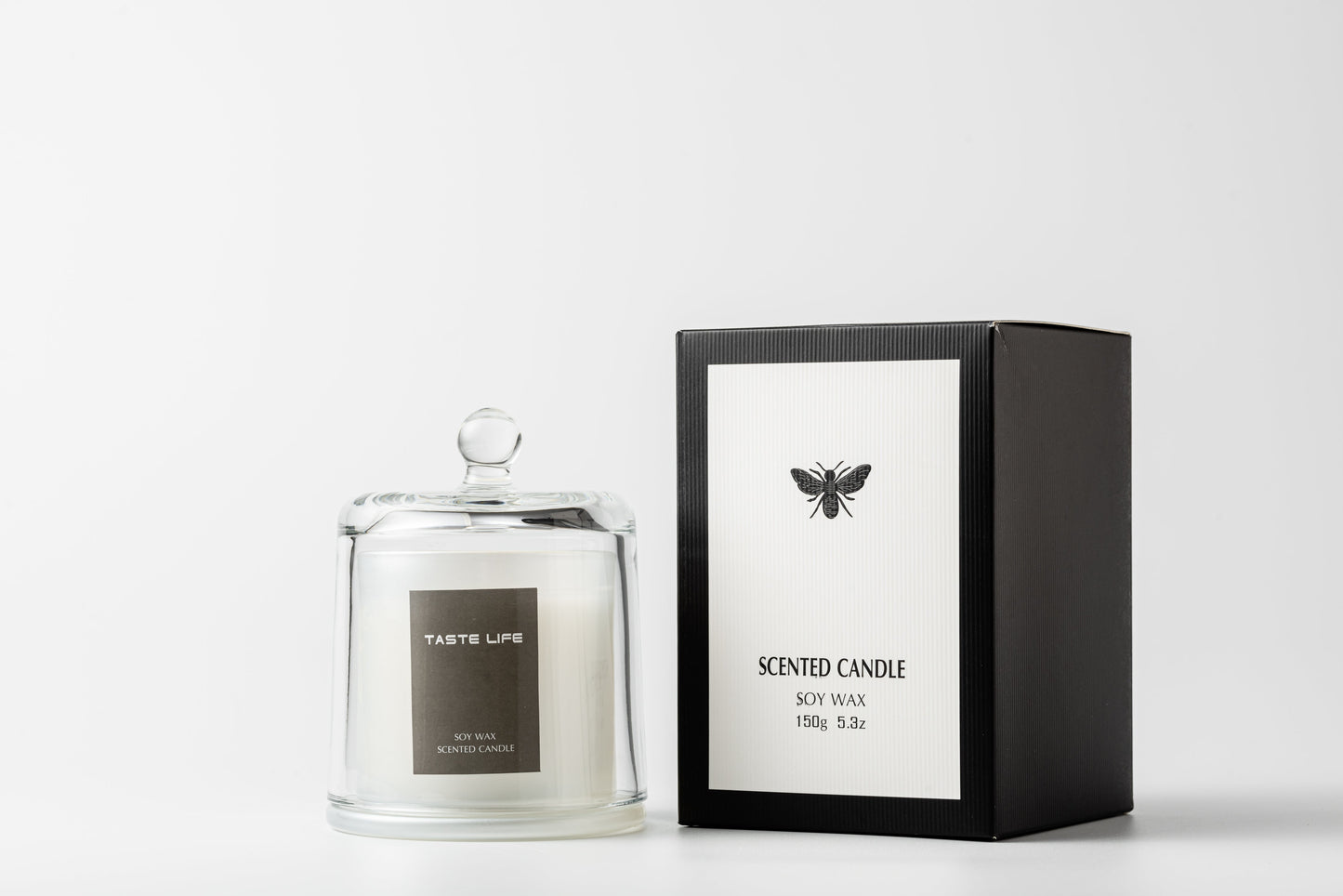 Soy Wax SCENTED CANDLE w/ Glass Cover | BAMBOO & GREEN TEA 150g