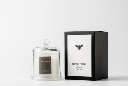 Soy Wax SCENTED CANDLE w/ Glass Cover | BAMBOO & GREEN TEA 150g