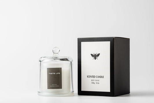 Soy Wax SCENTED CANDLE w/ Glass Cover | BAMBOO & GREEN TEA 150g