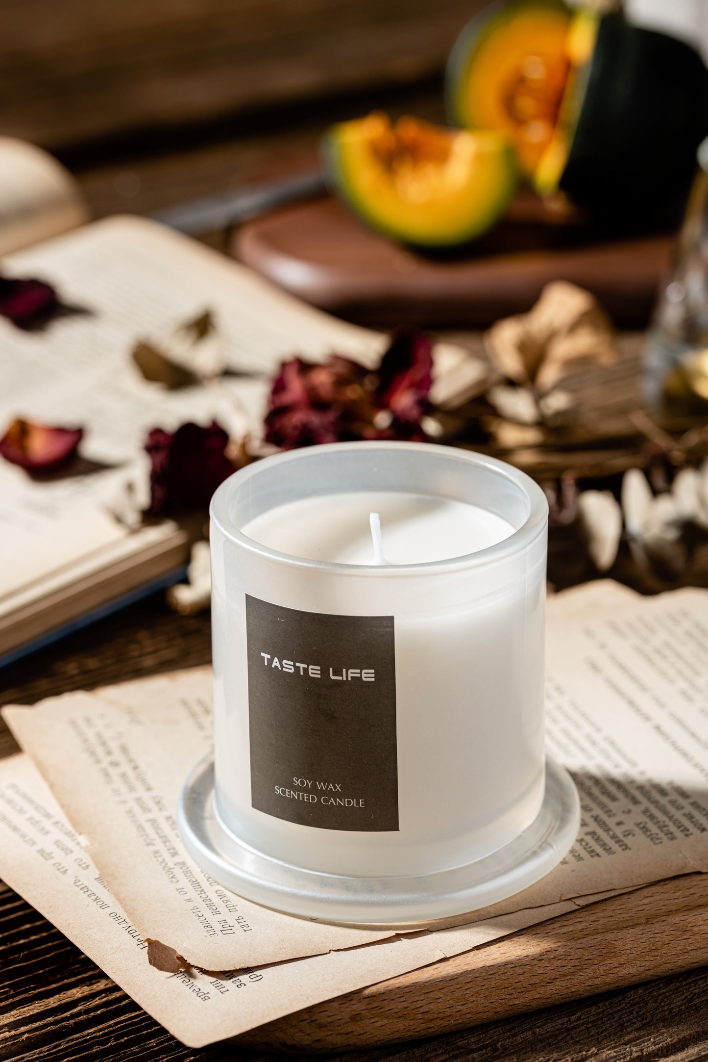 Soy Wax SCENTED CANDLE w/ Glass Cover | BAMBOO & GREEN TEA 150g