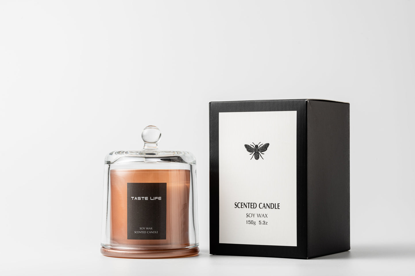 Soy Wax SCENTED CANDLE w/ Glass Cover | WHITE TEA & GINGER 150g