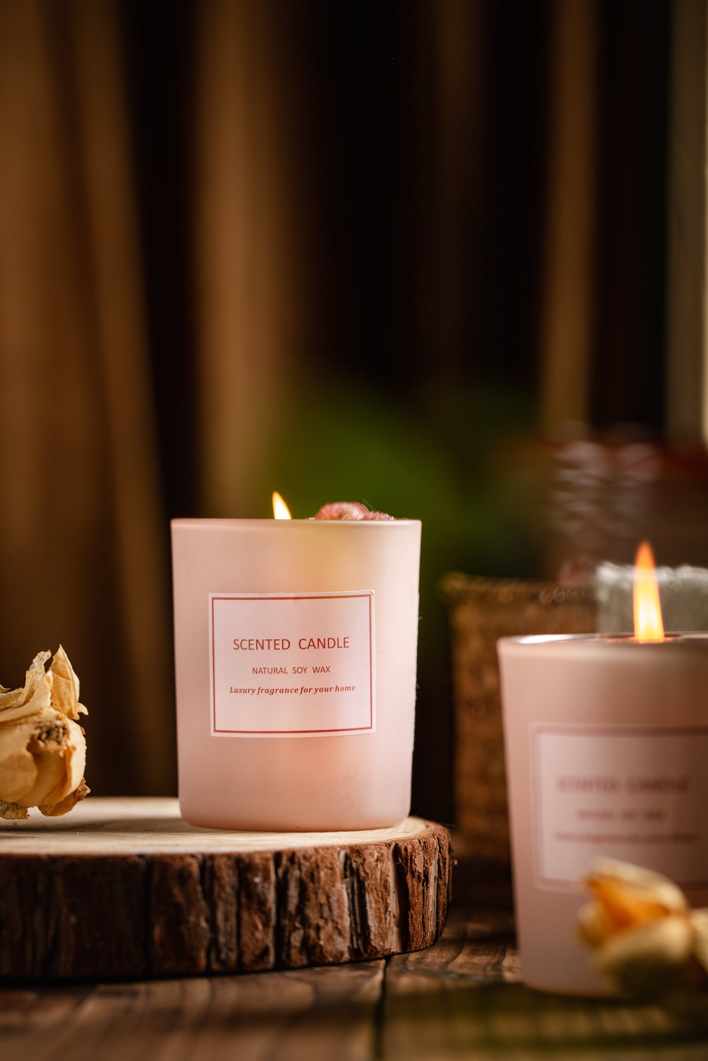 Earth SCENTED CANDLE Natural Soy Wax | Dried Flower Candle w/ Gift Box