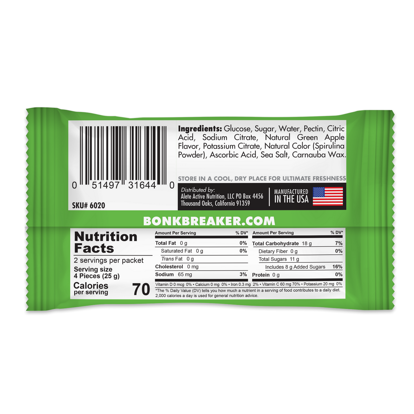 Bonk Breaker Energy Chews Green Apple - 1 pack