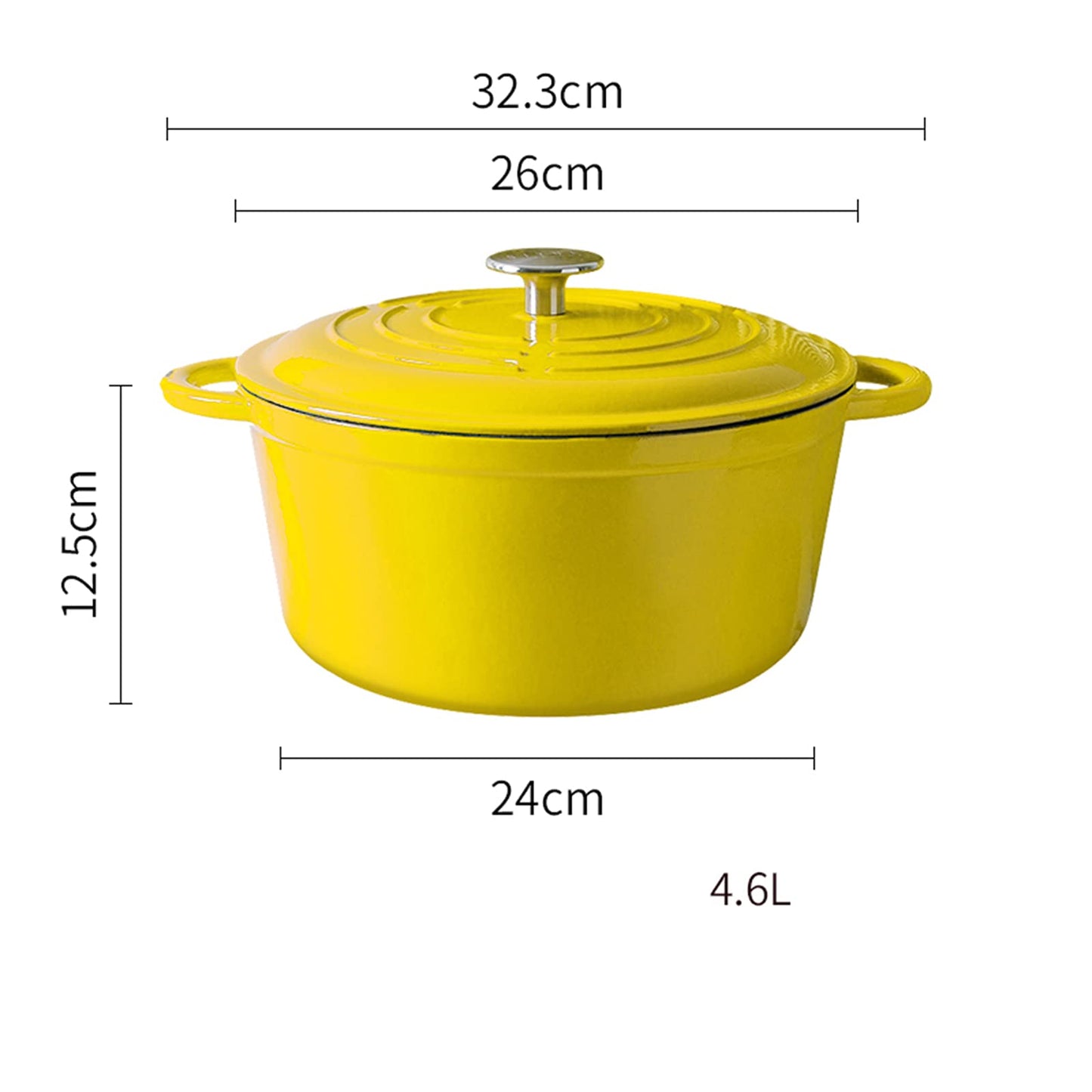 Happiness YELLOW ENAMELED CAST IRON POT - 32cm x 24cmx 11cm / 4.7kg