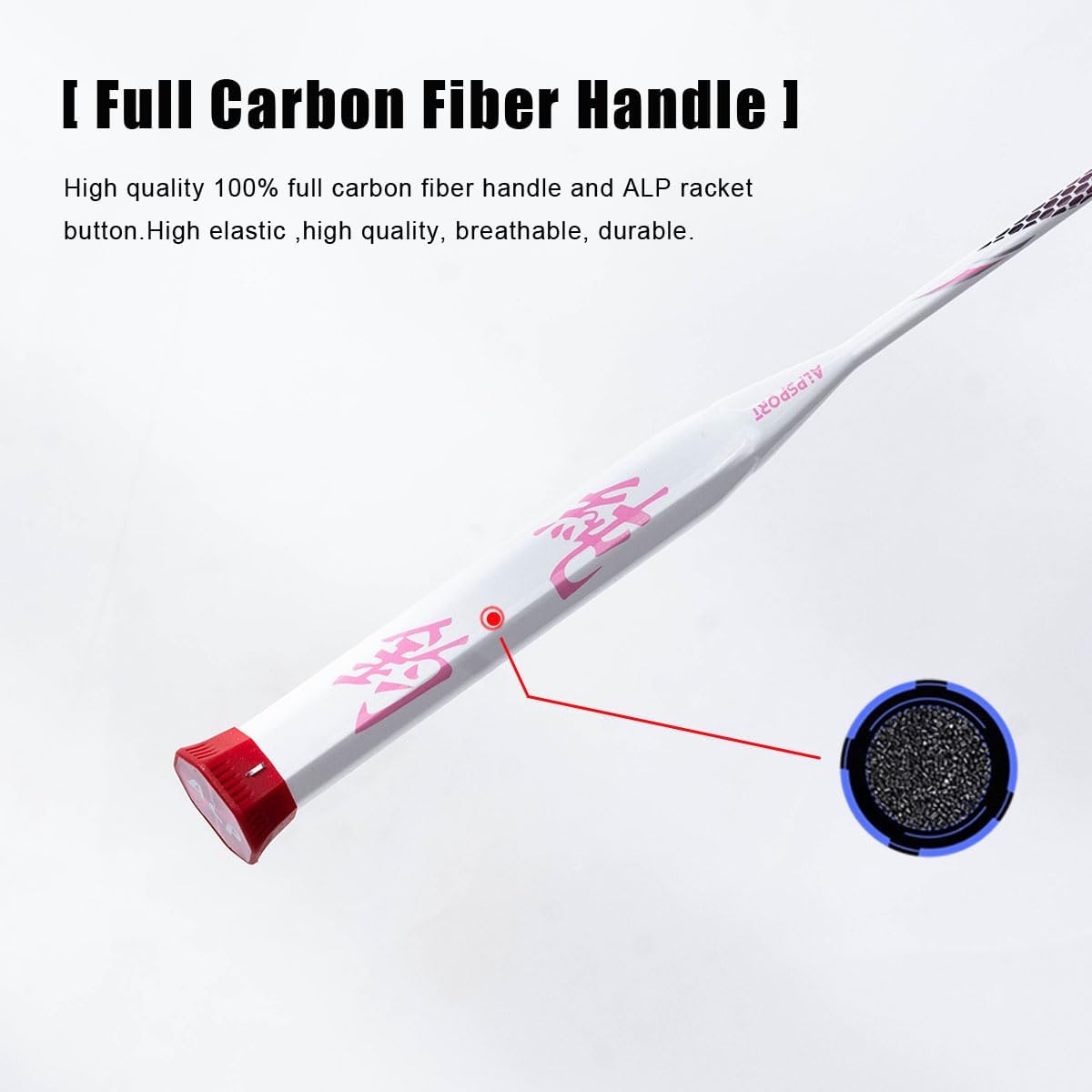 ALP SPORT 1pc CY - ALP CY 100% Full Carbon Fiber Badminton Racket 8U G5 Lightweight 65g 22-28lbs