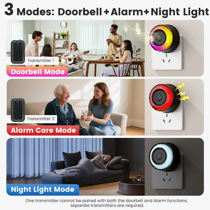 SMATRUL WIRELESS DOOR BELL - (2 BUTTON / 3 RECEIVERS) - BLACK