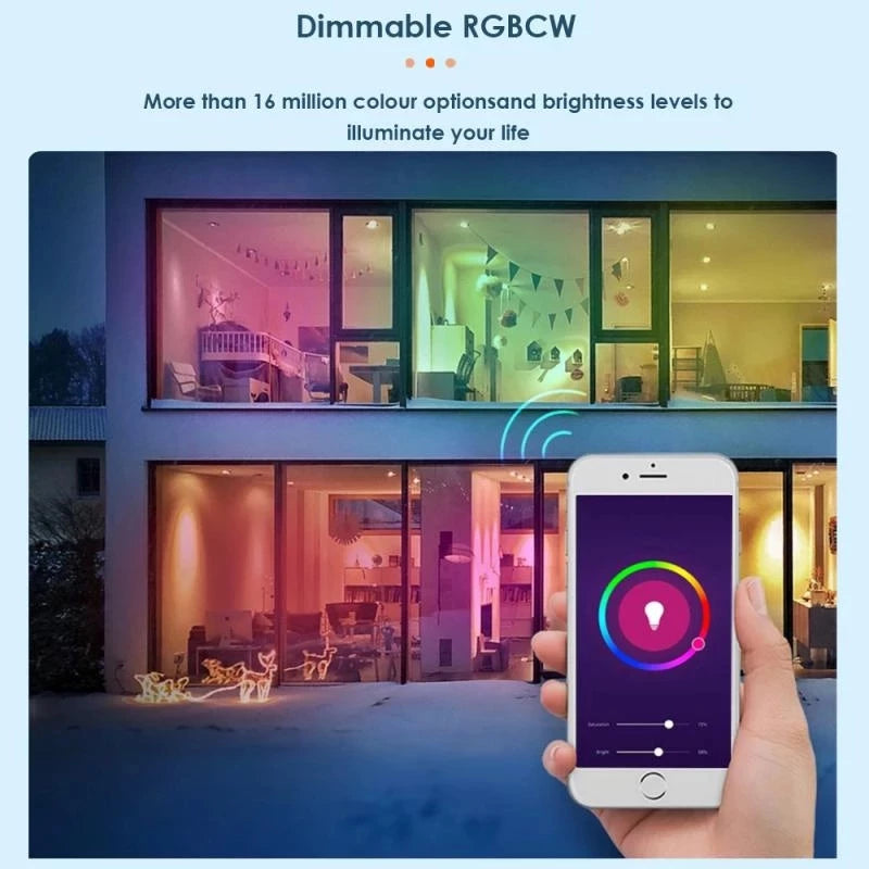 Tuya 9W E27 WiFi Light Bulb Smart Life LED 850LM RGB Lamp App Work with Alexa Google Home Dimmable Timer 110v 220v