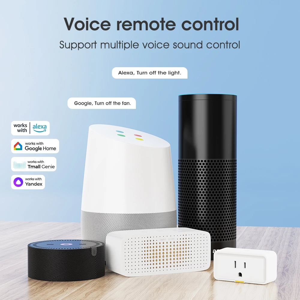 Tuya Smart Plug US Mini Smart Home Outlet Power Monitor Timer APP Voice Works With Alexa Google Home 15A