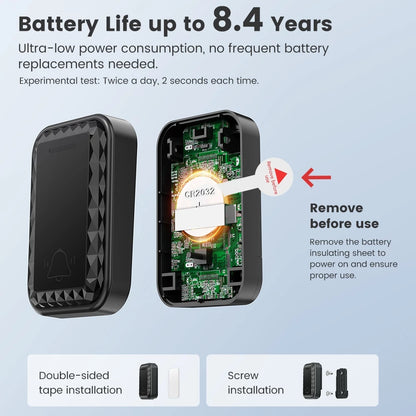 SMATRUL WIRELESS DOOR BELL - WHITE 1 BUTTON / 2 RECEIVERS