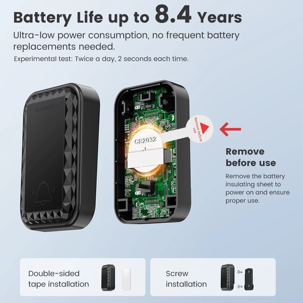 SMATRUL WIRELESS DOOR BELL - (2 BUTTON / 3 RECEIVERS) - BLACK