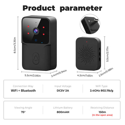 SMATRUL TUYA Wireless Intelligent Wi-Fi Doorbell  (Outdoor) High-Definition Camera - BLACK 1 / 1
