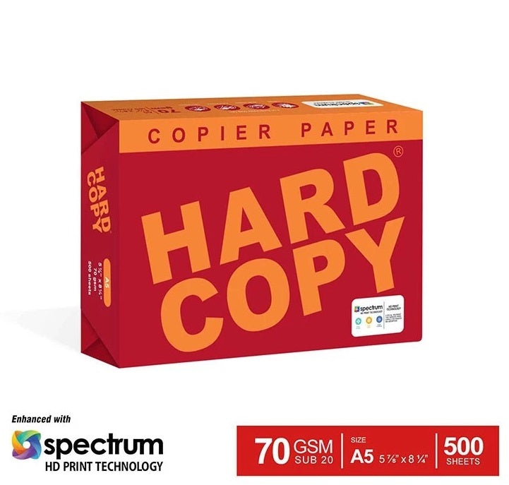 1 BOX - Hard Copy Copier Paper SUB 20 70gsm - 5 REAMS