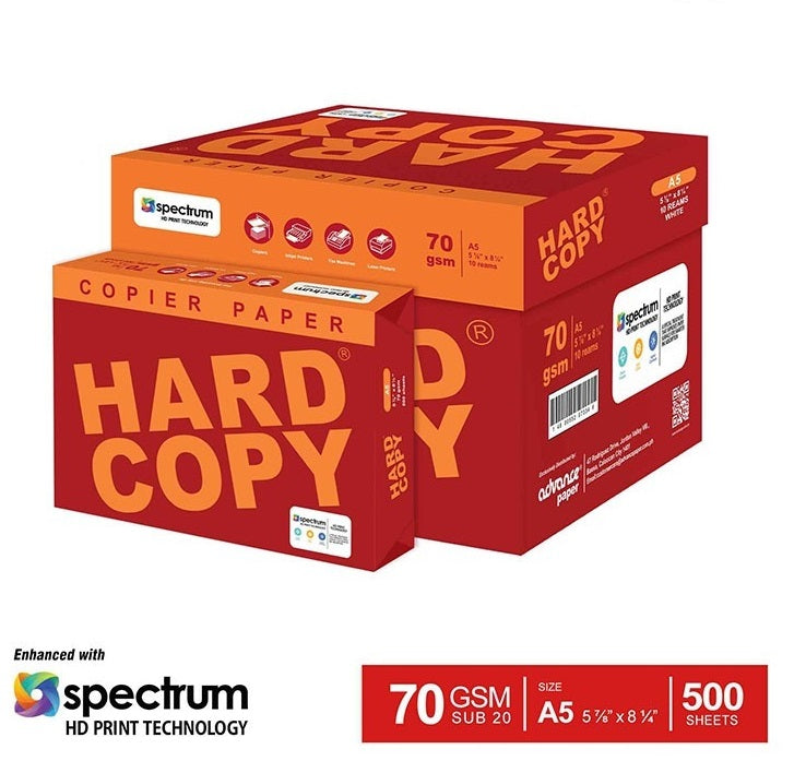 1 BOX - Hard Copy Copier Paper SUB 20 70gsm - 5 REAMS