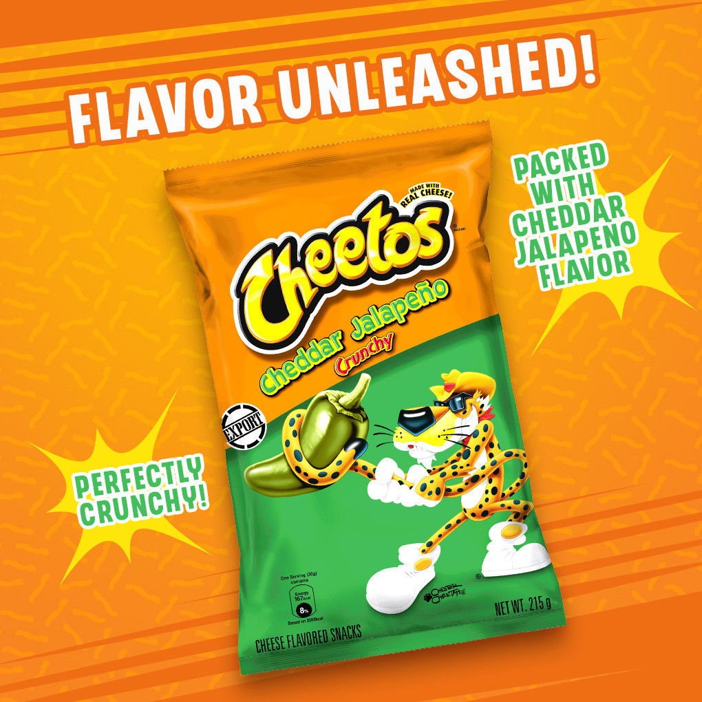 1 CASE - Cheetos Crunchy Cheddar Jalapeño Cheese Flavored Snack 215g x 10