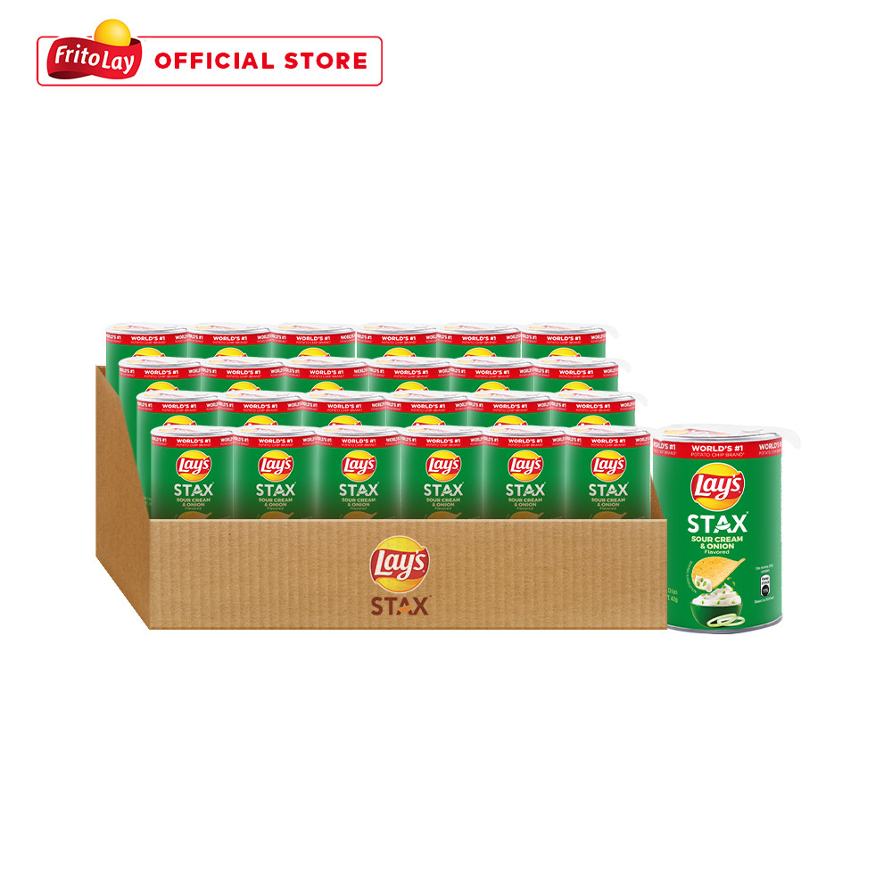 1 CASE - Lays Stax Sour Cream & Onion Potato Chips 42g x 24