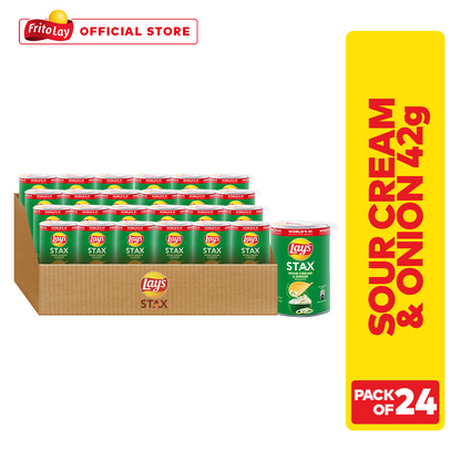1 CASE - Lays Stax Sour Cream & Onion Potato Chips 42g x 24
