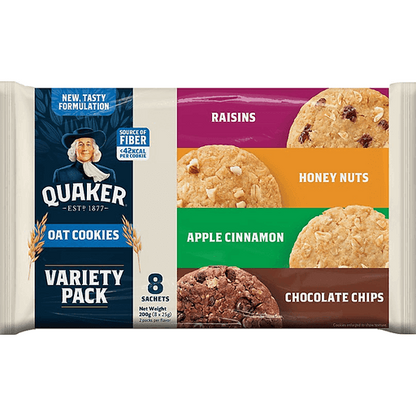1 CASE - Quaker Oats Cookies Variety Pack 200g x 24