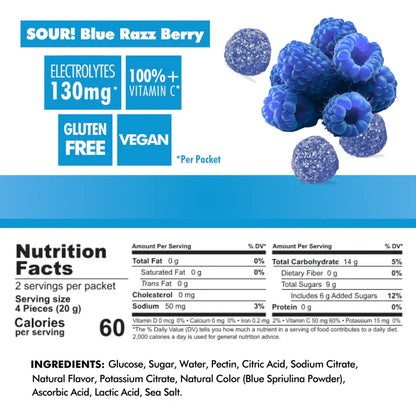 BonkBreaker Electrolytes SOUR BLUE RAZZ BERRY Energy Chews -8ct. Packet
