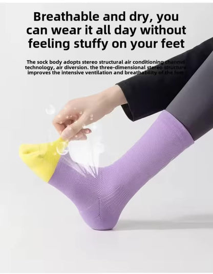 Reflective Breathable SPORTS SOCKS for Cycling Running Non-Slip Mid-Tube Socks