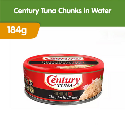 Century Tuna Chunks in Water 184g (Case of 48pcs) - Protein, Omega 3 DHA, Low in fat