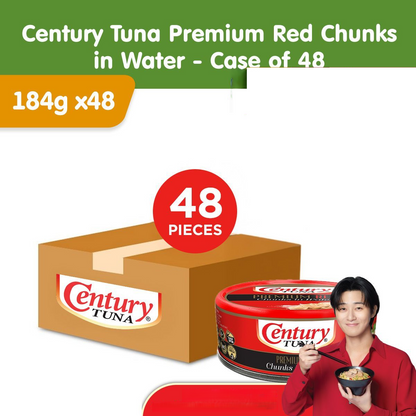 Century Tuna Chunks in Water 184g (Case of 48pcs) - Protein, Omega 3 DHA, Low in fat