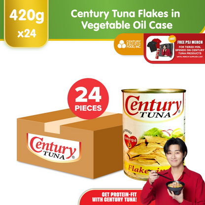 Century Tuna Flakes in Vegetable Oil 420g (Case of 24pcs) - Palm-oil free, no added preservatives