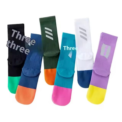Reflective Breathable SPORTS SOCKS for Cycling Running Non-Slip Mid-Tube Socks