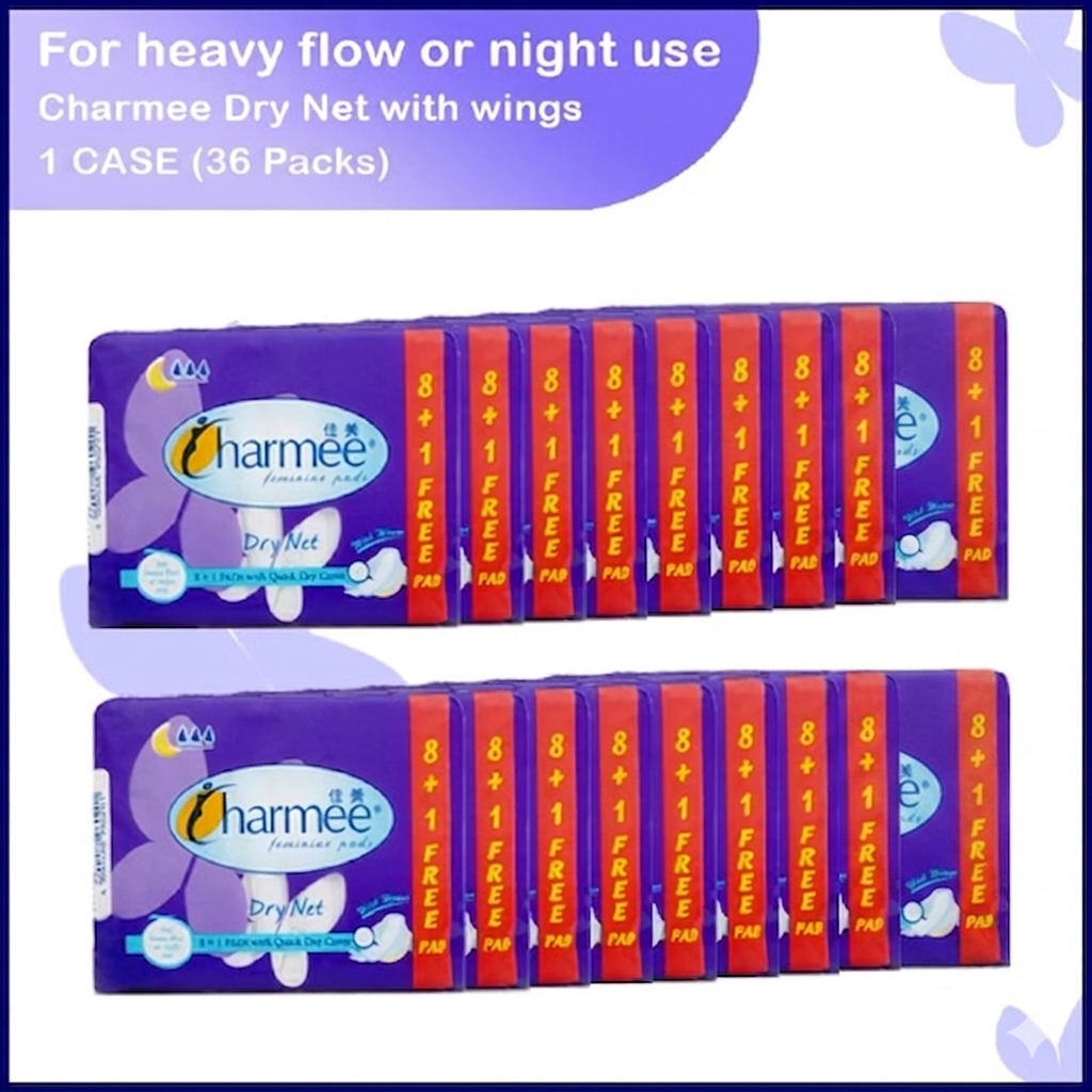 1 CASE - Charmee Sanitary Napkin Dry Net Heavy Flow with wings (8's x 36 packs)