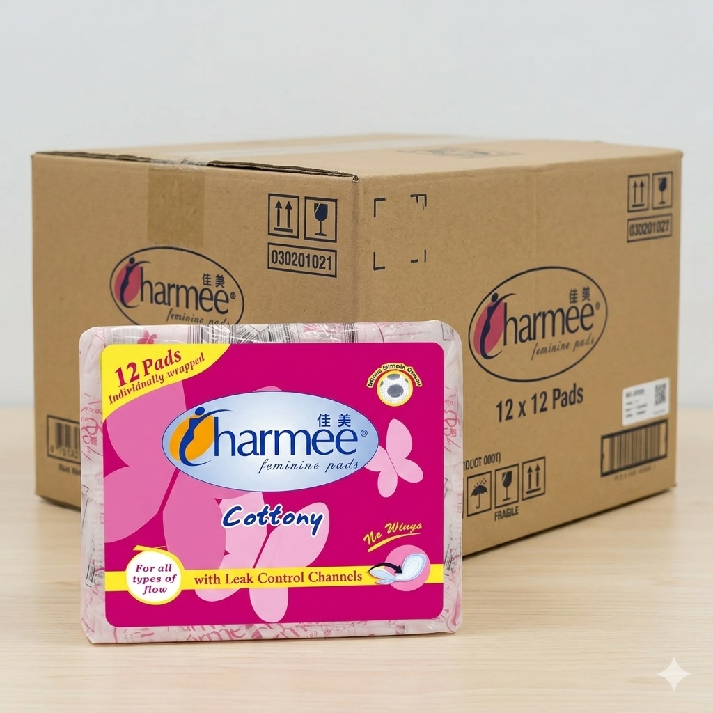 1 CASE - CHARMEE Sanitary Napkin for ALL Types of Flow w/o wings (No wings) 12's x 24