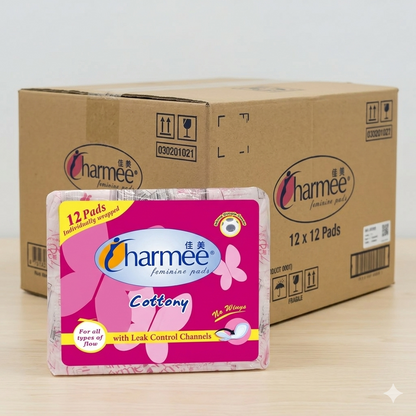 1 CASE - CHARMEE Sanitary Napkin for ALL Types of Flow w/o wings (No wings) 12's x 24