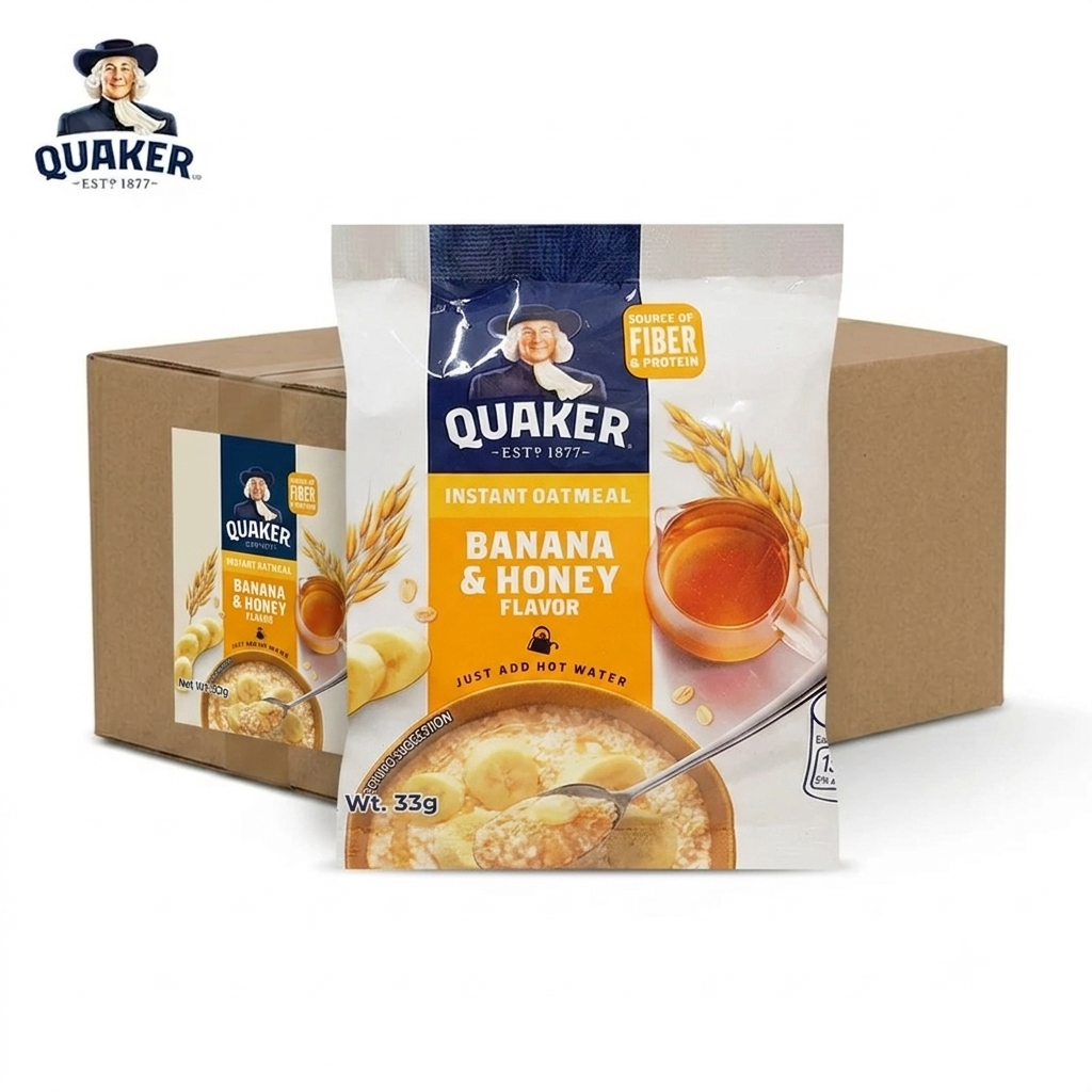 1 CASE - QUAKER Banana & Honey Flavored Oats (33g x 12) - 10 Boxes