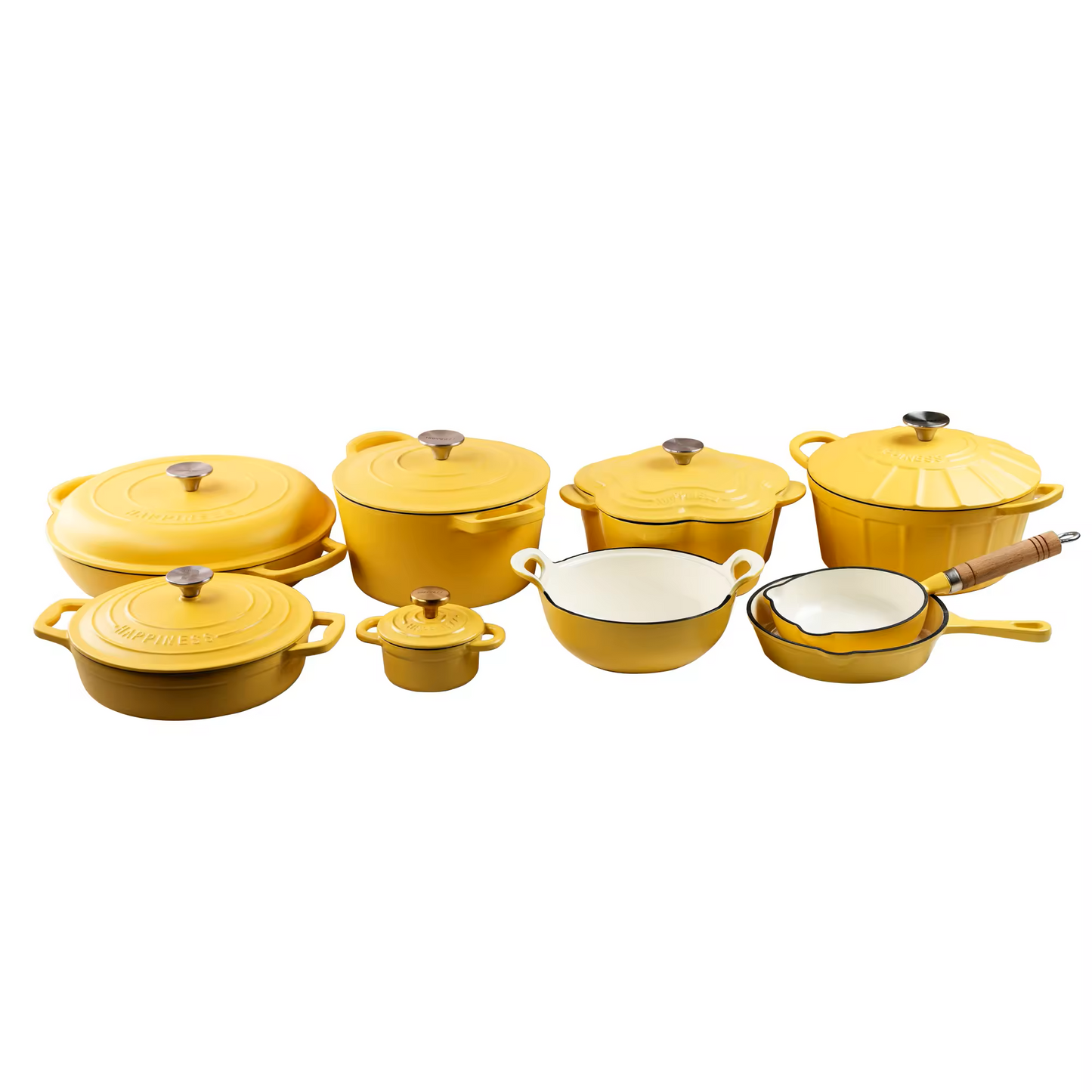 Happiness YELLOW ENAMELED CAST IRON KITCHENWARE - 7 PCS SET