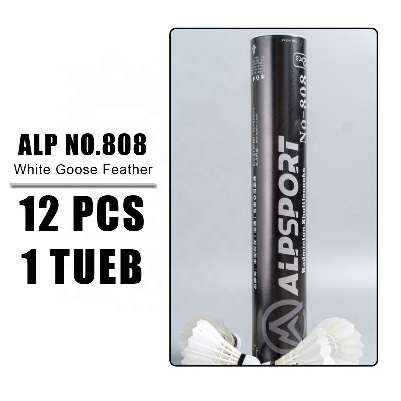 ALP SPORT SY808 - ALP 808 12pcs/Tube Shuttlecocks White Goose Feather 76-77