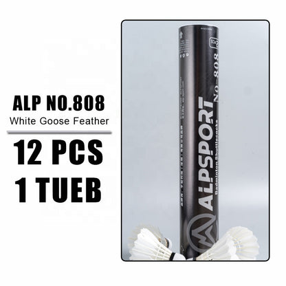 ALP SPORT SY808 - ALP 808 12pcs/Tube Shuttlecocks White Goose Feather 76-77