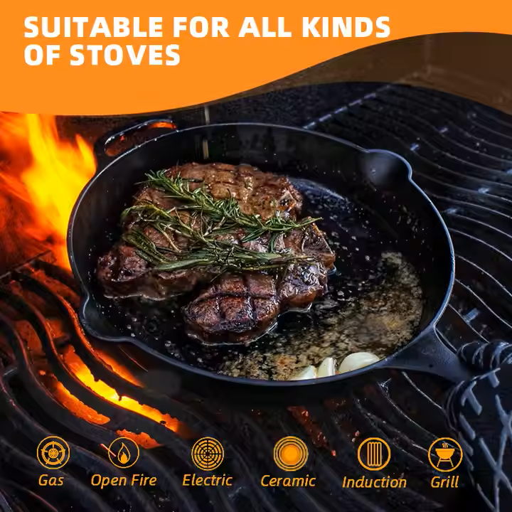 Happiness CAST IRON SKILLET FRYING PAN - 30cm