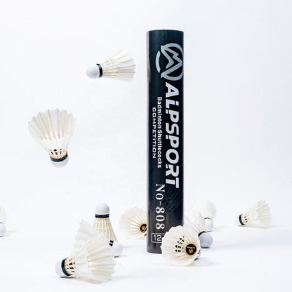 ALP SPORT SY808 - ALP 808 12pcs/Tube Shuttlecocks White Goose Feather 76-77