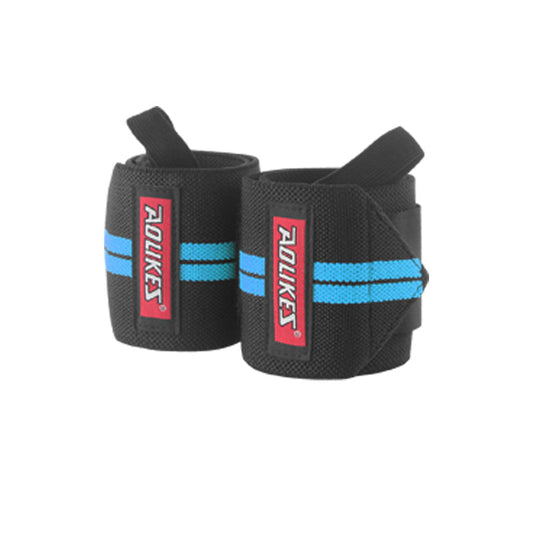 Aolikes 1538 Wrist Wraps With Thumb Loops Braces For Powerlifting - BLUE