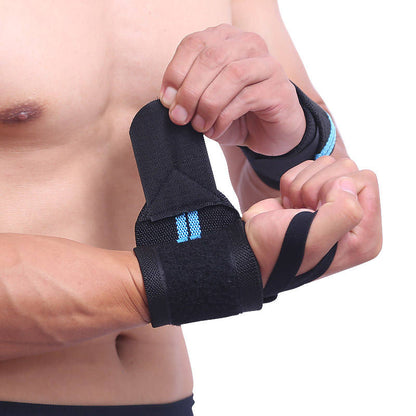 Aolikes 1538 Wrist Wraps With Thumb Loops Braces For Powerlifting - BLUE