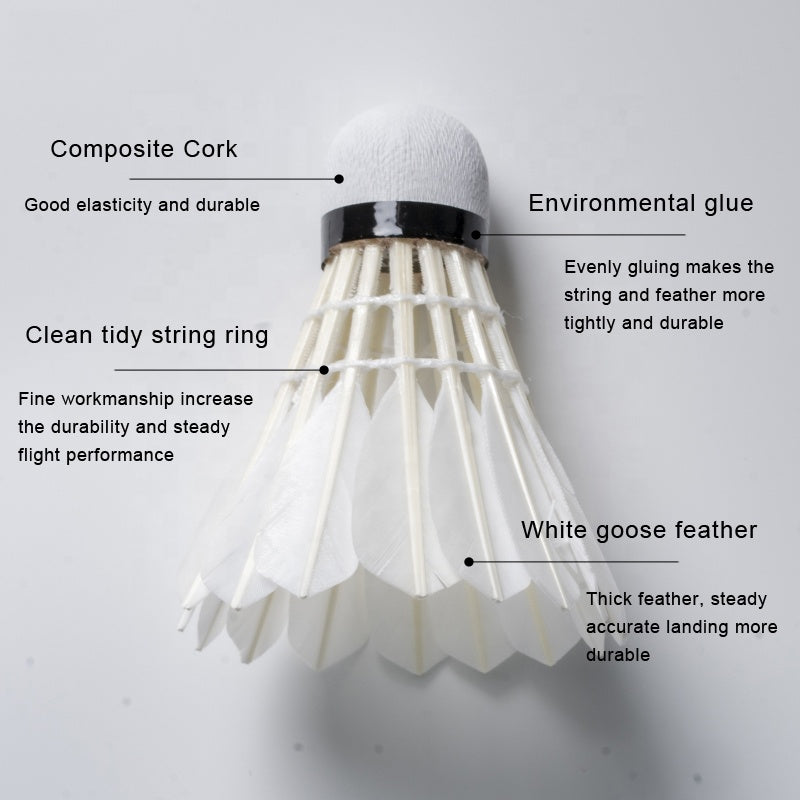 ALP SPORT SY808 - ALP 808 12pcs/Tube Shuttlecocks White Goose Feather 76-77