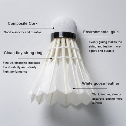 ALP SPORT SY808 - ALP 808 12pcs/Tube Shuttlecocks White Goose Feather 76-77