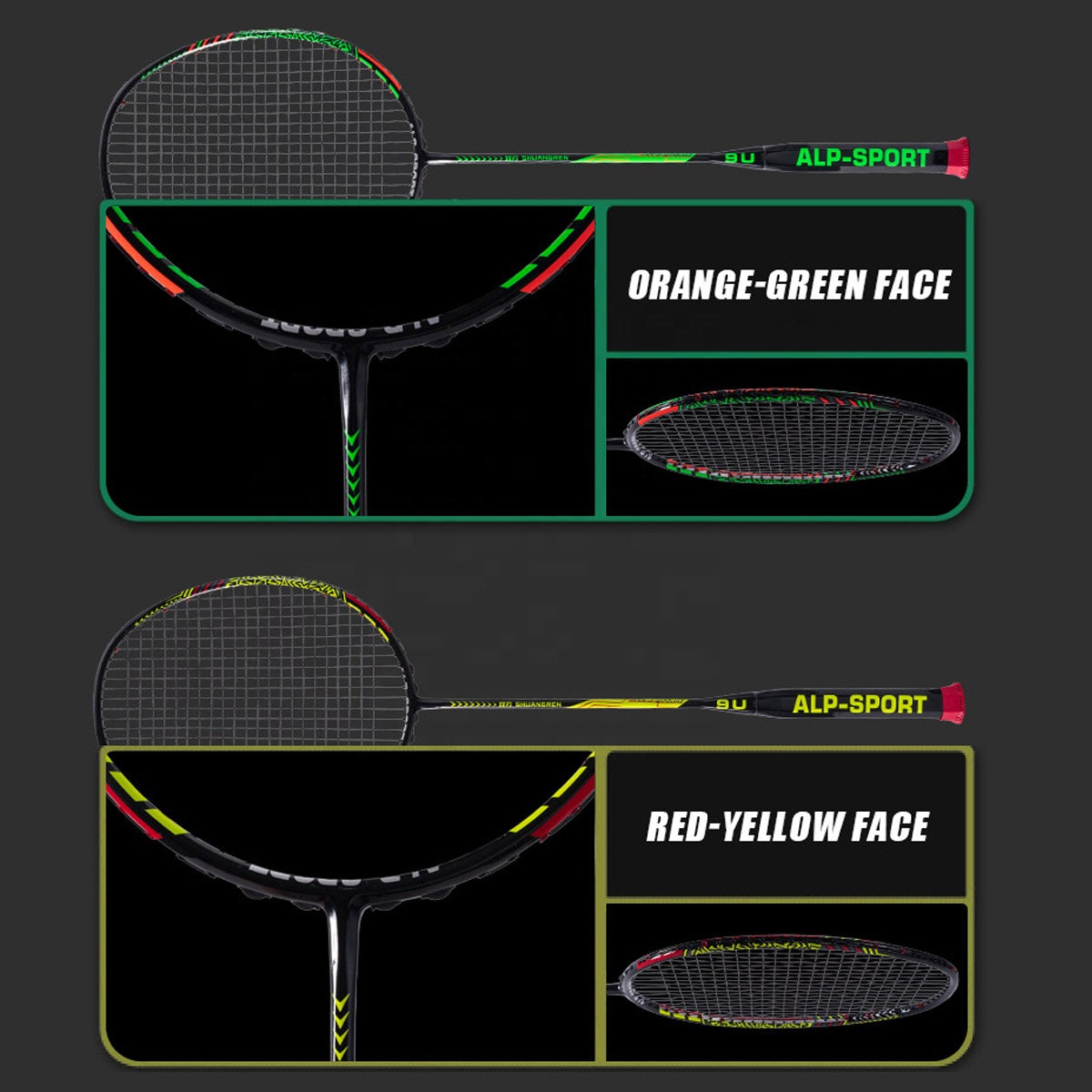 ALP SPORT 1pc SR - ALP SR Double-Edged 100% Full Carbon Fiber Badminton Racket 9U G5 24-35lbs