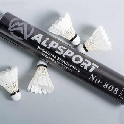 ALP SPORT SY808 - ALP 808 12pcs/Tube Shuttlecocks White Goose Feather 76-77
