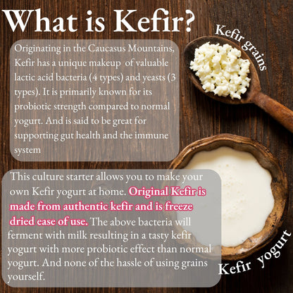 Original KEFIR YOGURT STARTER 14 sachets x 2g - 1 sachet makes 1 liter