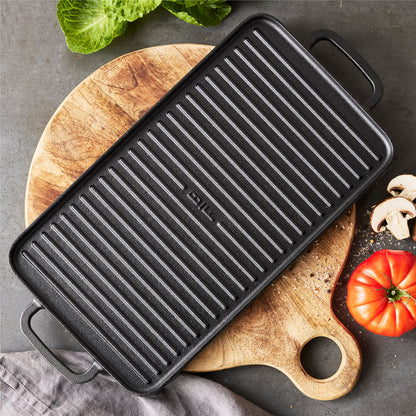 Happiness CAST IRON GRILL PAN Riversible - 51 x 23.1 x 1.5cm