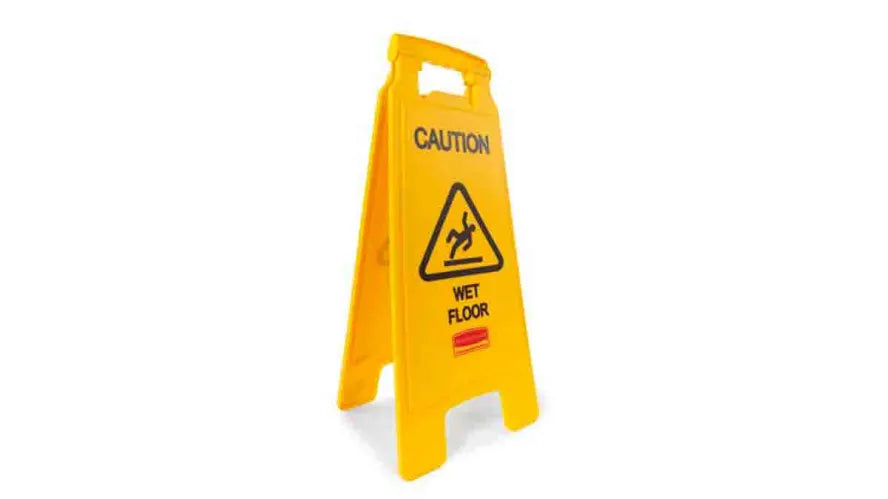 Rubbermaid YELLOW STABLE SAFETY SIGN with WET FLOOR SYMBOL