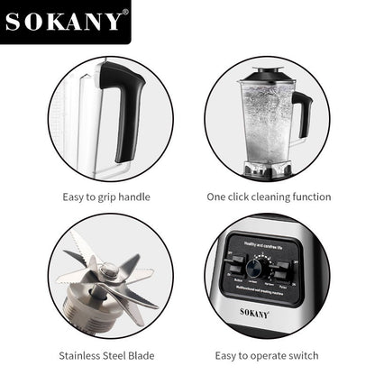 Sokany 2.5L Capacity 9 Speed Adjustable Portable Blender 6000W