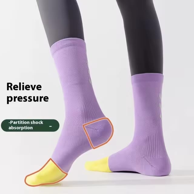 Reflective Breathable SPORTS SOCKS for Cycling Running Non-Slip Mid-Tube Socks