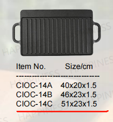 Happiness CAST IRON GRILL PAN Riversible - 51 x 23.1 x 1.5cm